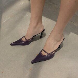 Versace Heels Sz37 Vintage Whims goth& Witchy Romantic Pointed Toe Mules Pumps